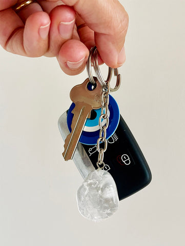 Tumbled Crystal Key Ring (Clear Quartz)