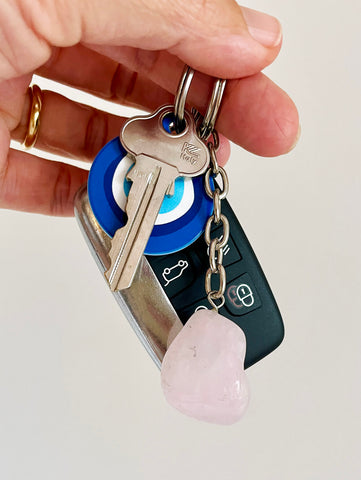 Tumbled Crystal Key Ring (Rose Quartz)