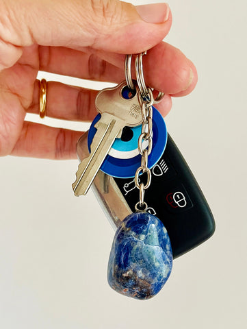 Crystal Key Ring (Sodalite Tumbled)