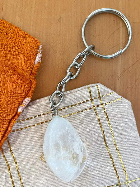 Tumbled Crystal Key Ring (Clear Quartz)