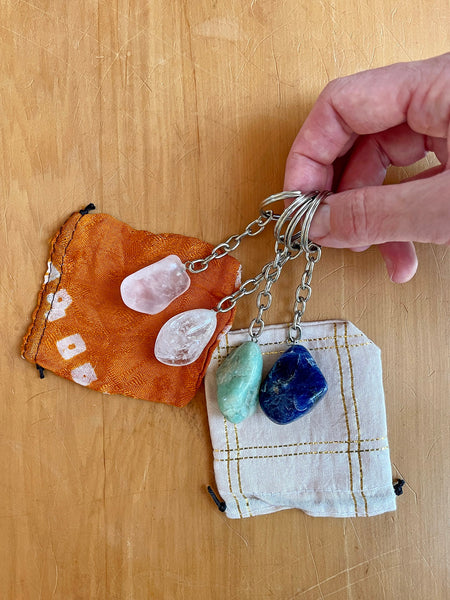 Tumbled Crystal Key Ring (Rose Quartz)