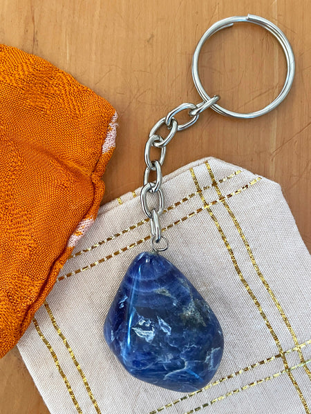 Crystal Key Ring (Sodalite Tumbled)