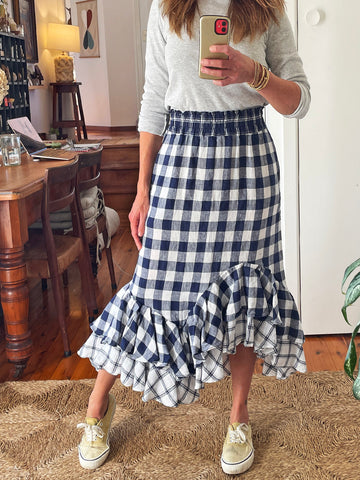 Lee Mathews "Nellie" Linen Midi Skirt • (Size 1) AUS 12-14