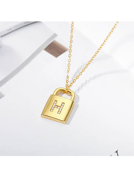 Padlock Initial Diamond Necklace • NEW