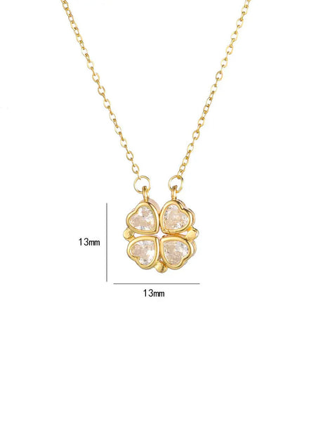 CLOVER Pendant Necklace (White Zircon) • NEW