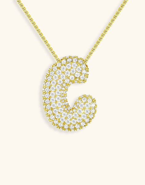 Bubble Initial Diamond Necklace • NEW