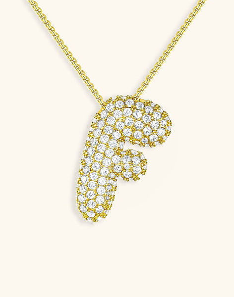 Bubble Diamond Initial Necklace • NEW