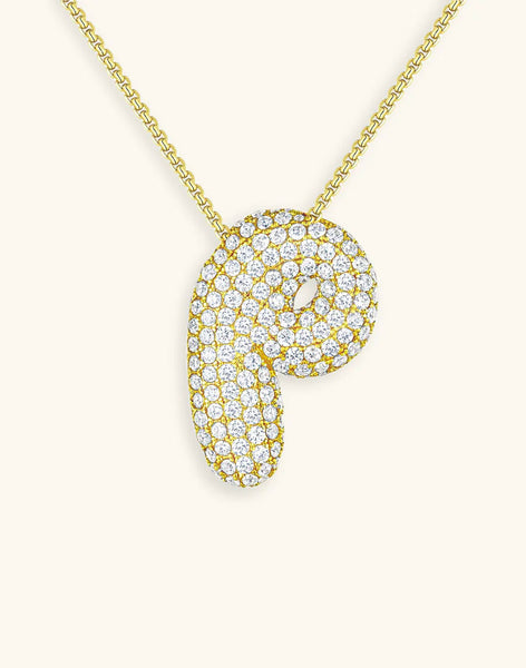 Bubble Initial Diamond Necklace • NEW