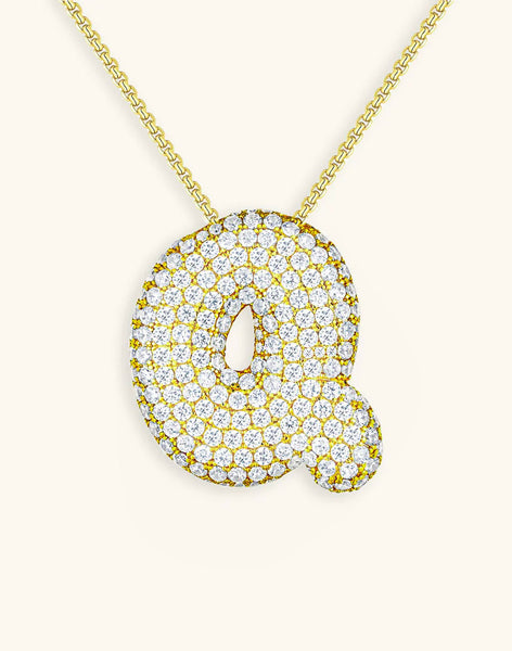 Bubble Initial Diamond Necklace • NEW