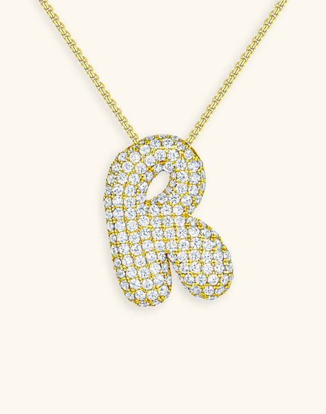 Bubble Initial Diamond Necklace • NEW