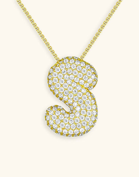 Bubble Initial Diamond Necklace • NEW