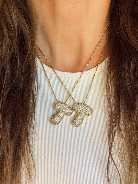 Bubble Diamond Initial Necklace • NEW