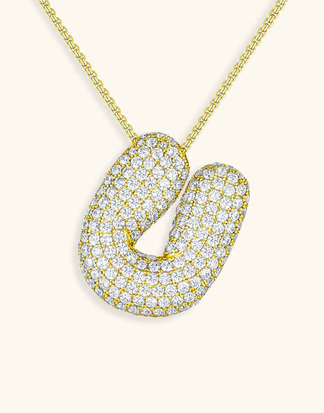 Bubble Diamond Initial Necklace • NEW