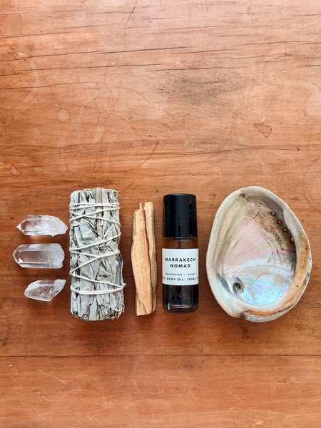 DELUXE Smudge + Body Oil Kit (Clear Quartz) • $95 VALUE! • NEW