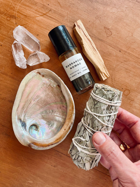 DELUXE Smudge + Body Oil Kit (Clear Quartz) • $95 VALUE! • NEW