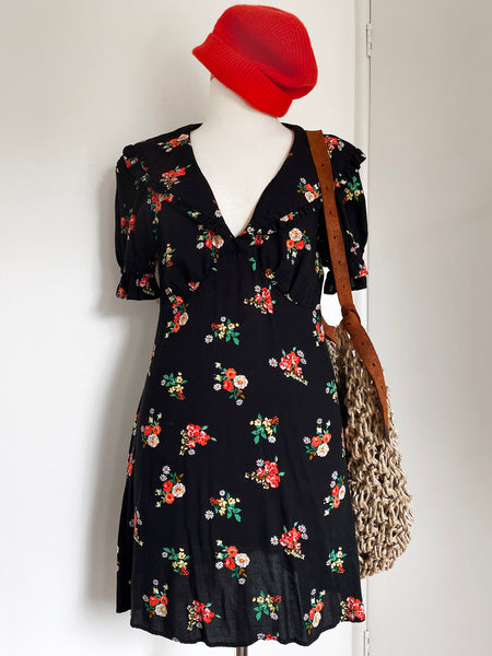 TOPSHOP Grunge Floral Collar Mini Tea Dress • (Size 10) AUS Small