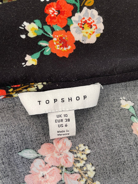 TOPSHOP Grunge Floral Collar Mini Tea Dress • (Size 10) AUS Small