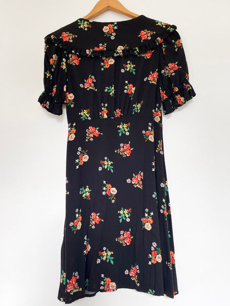 TOPSHOP Grunge Floral Collar Mini Tea Dress • (Size 10) AUS Small